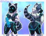  anonymax anthro excited fur furry_ears furry_tail genitals hi_res machine male penis protogen solo white_body white_fur 