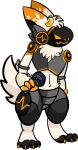  alpha_channel ambiguous_gender anthro armor black_body black_fur breastplate claws friday_night_funkin&#039; fur goldie_(artist) goldie_the_protogen hi_res horn machine metal metallic_body microphone orange_body orange_claws orange_eyes orange_face orange_fur orange_horn protogen protogen_visor solo tail_tuft tuft tufted_fur white_body white_fur 