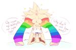  animal_genitalia anus ball_tuft balls butt butt_tuft chest_tuft citruscave clothed clothed_feral clothing collar dialogue eeveelution english_text feral fluffy fluffy_tail fully_sheathed fur genitals hi_res inviting jolt_(wm149) jolteon legwear lgbt_pride looking_back low-angle_view male nintendo pok&eacute;mon pok&eacute;mon_(species) presenting presenting_anus presenting_balls presenting_hindquarters pride_color_clothing pride_colors sheath solo stockings tail_tuft talking_to_viewer text tuft video_games 
