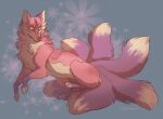 2021 4_toes akella-yukami ambiguous_gender canid canine digital_media_(artwork) feet feral fox fur hi_res mammal multi_tail paws red_body red_fur solo toes 