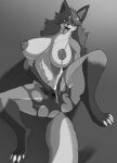  2021 abs anthro athletic athletic_anthro athletic_female big_breasts breasts canid canine clothing digital_media_(artwork) digitigrade female fingering fingering_self genitals greyscale hair hi_res looking_at_viewer lying mammal masturbation monochrome on_back paws presenting presenting_pussy pussy solo spread_legs spread_pussy spreading terraria terrarie tongue tongue_out torn_clothing unusualmatias vaginal vaginal_fingering were werecanid werecanine werefox zoologist_(terraria) 