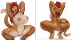  2021 absurd_res anthro big_breasts big_butt breasts butt crouching felid female genitals green_eyes hair hi_res keeltheequine leopard long_hair looking_at_viewer mahiri mammal multiple_angles pantherine pussy red_hair simple_background solo thick_thighs white_background 