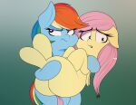  2020 airsicksubset annoyed big_butt blue_body blue_eyes butt carrying carrying_partner cutie_mark embarrassed equid equine eyelashes eyes_closed female female/female fluttershy_(mlp) friendship_is_magic glistening glistening_body glistening_skin hair hasbro hi_res horn horse mammal multicolored_hair multicolored_tail my_little_pony open_mouth pink_hair pink_tail pony purple_eyes rainbow_dash_(mlp) reluctant thick_thighs unicorn yellow_body 