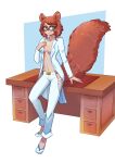  animal_humanoid casimira_(orannis0) clothing desk drill_curls eyewear female fluffy fluffy_tail furniture glasses hair hi_res humanoid iamre inner_boob mammal mammal_humanoid pinup pose rodent rodent_humanoid sciurid sciurid_humanoid solo squirrel_humanoid suit tree_squirrel_humanoid 