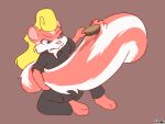  2021 4:3 annoyed anthro barefoot blonde_hair blue_eyes brush brushing feet female fur hair halcy0n hi_res mammal pink_body pink_fur rodent sciurid simple_background solo tree_squirrel 