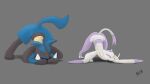  16:9 4k absurd_res all_fours ambiguous_gender ass_up butt canid canine duo grey_background hi_res jack-o&#039;_pose lucario mammal meme mienshao mustelid nintendo nongenerous pok&eacute;mon pok&eacute;mon_(species) pose raised_tail simple_background video_games widescreen 