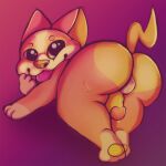  0zzycat 1:1 2021 anthro balls big_butt bodily_fluids butt digital_media_(artwork) erection feet fur genital_fluids genitals happy humanoid_genitalia humanoid_penis looking_at_viewer looking_back lying male nintendo nude on_front overweight pawpads paws penis pok&eacute;mon pok&eacute;mon_(species) precum presenting rear_view shaded simple_background smile solo tan_body tan_fur thick_thighs tongue tongue_out toony video_games yamper yellow_nose yellow_pawpads 