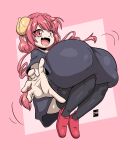  absurd_res big_breasts breasts clothed clothing female hi_res horn horned_humanoid huge_breasts humanoid hyper hyper_breasts ilulu joaoppereiraus miss_kobayashi&#039;s_dragon_maid not_furry pink_background shirt short_stack simple_background solo topwear 