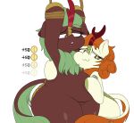  airsicksubset arms_tied asian_mythology autumn_blaze_(mlp) bdsm belly belly_rub big_butt blush bound brown_body butt chinese_mythology chubby_female cinder_glow_(mlp) cloven_hooves deep_skin duo east_asian_mythology equid equine female female/female feral friendship_is_magic green_hair hair hand_on_butt hasbro hi_res hooves horse kirin looking_pleasured mammal my_little_pony mythology open_mouth orange_hair pony simple_background size_difference slightly_chubby thick_thighs white_body 