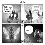  1:1 alternate_species arthropod bodily_fluids changeling english_text female friendship_is_magic hasbro hi_res insect lepidopteran male monochrome moth my_little_pony pharynx_(mlp) tears text thorax_(mlp) vavacung 