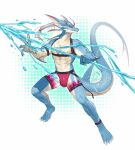  abs anthro bottomwear clothing dragon hi_res hydoor jinluarj13 live-a-hero male muscular muscular_anthro muscular_male pecs shorts solo straps straps_across_chest swimwear video_games water 