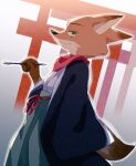  2021 anthro canid canine clothed clothing disney fox fully_clothed green_eyes holding_object male mammal nick_wilde red_fox smile solo zoonckl zootopia 