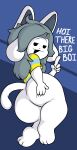  anthro big_butt breasts butt canid canine clothed clothing digital_media_(artwork) felid feline female fur hair hi_res huge_butt huge_hips mammal partially_clothed razzybun shaded short_stack tem temmie_(undertale) text thick_thighs undertale video_games white_body white_fur wide_hips 