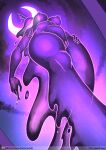  big_breasts breasts chrysalisdraws female friendship_is_magic genitals hand_on_hip hasbro hi_res horn horned_humanoid humanoid low-angle_view moon my_little_pony night not_furry nude pussy solo tantabus translucent translucent_body worm&#039;s-eye_view 