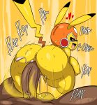  abstract_background absurd_res anthro anthro_penetrated anus big_breasts big_butt bodily_fluids breasts brown_body brown_skin butt clothing cosplay_pikachu_(character) cosplay_pikachu_(costume) dark_body dark_skin dialogue dominant dominant_female drooling female female_on_human female_penetrated genitals hi_res human human_on_anthro human_penetrating human_penetrating_anthro interspecies joaoppereiraus larger_male male male/female male_on_anthro male_penetrating male_penetrating_female mammal mask nintendo nipples open_mouth penetration penile penile_penetration penis penis_in_pussy pikachu pikachu_libre pok&eacute;mon pok&eacute;mon_(species) pok&eacute;philia pussy saliva sex short_stack size_difference smaller_anthro smaller_female sound_effects sweat vaginal vaginal_penetration video_games yellow_body 