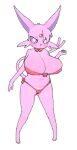  aliasing anthro anthrofied big_breasts big_eyes bikini biped breasts camel_toe canid canine cleavage clothed clothing eeveelution espeon female fur gem inkoart mammal navel nintendo nipples panties pink_body pink_fur pok&eacute;mon pok&eacute;mon_(species) pok&eacute;morph pose purple_eyes simple_background smile solo standing swimwear underwear video_games white_background 