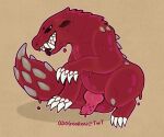  6:5 capcom claws drippy fanged_wyvern feral feralsoren genitals gooey knot male monster monster_hunter odogaron penile_spines penis solo video_games 