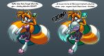  anthro big_breasts big_butt breast_expansion breasts butt butt_expansion canid canine chaos_emerald crossgender english_text expansion female fox hi_res huge_breasts huge_butt mammal miles_prower norithics sega solo sonic_the_hedgehog_(series) text 