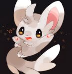  2020 anthro black_background chest_tuft digital_media_(artwork) fluffy fluffy_tail fur happy head_tuft hi_res jumping looking_at_viewer mammal minccino nintendo open_mouth pattern_background pawpads paws pok&eacute;mon pok&eacute;mon_(species) rodent simple_background solo star tuft tufted_fur video_games zoroa553 