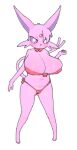  anthro anthrofied big_breasts big_eyes bikini biped breasts camel_toe canid canine cleavage clothed clothing eeveelution espeon female fur gem inkoart low_res mammal navel nintendo nipples panties pink_body pink_fur pok&eacute;mon pok&eacute;mon_(species) pok&eacute;morph pose purple_eyes simple_background smile solo standing swimwear underwear video_games white_background 