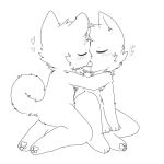  &lt;3 1:1 ambiguous_gender anthro blush bodily_fluids canid canine canis chano cheek_tuft chest_tuft deep_kiss domestic_dog eyes_closed facial_tuft fur hug kissing mammal monochrome pawpads paws saliva simple_background solo tuft white_background white_body white_fur 