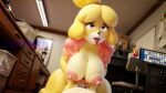  16:9 2021 3d_(artwork) 4k absurd_res animal_crossing anthro areola big_breasts bodily_fluids breasts canid canine canis clothing cum daws19 detailed_background digital_media_(artwork) domestic_dog eyebrows female genital_fluids hi_res huge_breasts huge_nipples inside isabelle_(animal_crossing) mammal nintendo nipples shih_tzu tongue tongue_out toy_dog video_games widescreen 