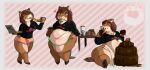  absurd_res anthro belly big_belly big_butt border burrito butt cake cervid clothes_rip clothing dessert female food grey_border hi_res mammal mesechi messy overweight pizza stuffed_belly stuffing tearing_clothing torn_clothing weight_gain 