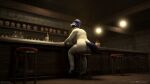  16:9 3d_(artwork) alcohol alon alonwoof anthro bar barefoot beverage blue_hair breasts canid canine canis casual_nudity depression digital_media_(artwork) feet female fluffy fluffy_tail fur hair hi_res liquor lobani mammal markings mole_(marking) nude pub sad sake sake_bottle sitting slightly_chubby solo video_games white_body white_fur widescreen wolf 