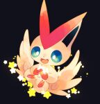  2020 black_background blue_eyes digital_media_(artwork) feral flying fur furred_wings glowing hi_res legendary_pok&eacute;mon mammal multicolored_body multicolored_fur nintendo open_mouth pivoted_ears pok&eacute;mon pok&eacute;mon_(species) simple_background solo star victini video_games wings zoroa553 