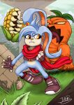  ambush anthro carrot corn elemental_creature female flora_fauna food food_creature group hi_res jewelry kaze_(kaze_and_the_wild_masks) kaze_and_the_wild_masks lagomorph leporid living_vegetable mammal plant rabbit scarf toony turkojar vegetable 