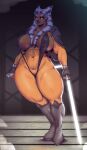  ahsoka_tano alien alien_humanoid big_breasts bikini breasts clothing female holding_object holding_weapon humanoid lightsaber melee_weapon nipple_outline not_furry pantheradraws sling_bikini solo star_wars swimwear thick_thighs togruta weapon 