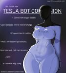 absurd_res breasts cover digital_drawing_(artwork) digital_media_(artwork) english_text featureless_crotch featureless_face female hi_res humanoid logo machine magazine_cover metal metallic_body not_furry robot runawaystride signature simple_background solo tesla_(brand) tesla_bot text thick_thighs white_body wide_hips 