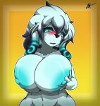  absurd_res anthro areola big_breasts blush breasts dialogue female hi_res holding_breast huge_breasts kindred_(lol) lamb_(lol) league_of_legends nipples nude riot_games solo video_games zomboyde 