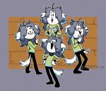  anthro canid canine clothed clothing felid feline fur hair mammal podpozornik simple_background tem temmie_(undertale) text topwear undertale video_games white_body white_fur 