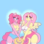  1:1 2021 animated anthro breasts cheerleader clothed clothing digital_media_(artwork) duo earth_pony equid equine female fingers fluttershy_(mlp) friendship_is_magic front_view hasbro horse legwear looking_at_viewer mammal my_little_pony navel pinkie_pie_(mlp) pom_poms pony short_playtime tolsticot 