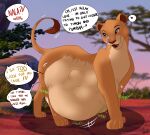  abdominal_bulge absurd_res belly dialogue digital_media_(artwork) disney english_text felid female feral group hi_res lion mammal nala pantherine pippuri rumbling_stomach speech_bubble text the_lion_king tongue tongue_out vore 