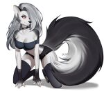  absurd_res anthro breasts canid canine canis demon eyebrow_piercing eyebrow_ring facial_piercing female hair helluva_boss hi_res loona_(vivzmind) mammal piercing red_sclera sofit solo white_eyes wolf 