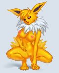 4:5 absurd_res anthro blonde_hair breasts clitoris curvaceous curvy_figure eeveelution female fur genitals hair hi_res jolteon lunarhoffen neck_tuft nintendo nipples nude open_mouth pinup pok&eacute;mon pok&eacute;mon_(species) pose pussy solo tuft video_games voluptuous yellow_body yellow_fur 