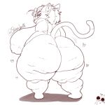  1:1 2021 absurd_res annoyed anthro big_breasts big_butt breasts bumpy_ass butt cellulite chunky domestic_cat felid feline felis female hair hi_res huge_breasts huge_butt looking_at_viewer looking_back looking_back_at_viewer mammal monochrome morbidly_obese motion_lines obese ophelia_(sssonic2) overweight raised_tail rear_view simple_background sketchyboi08 solo standing thick_thighs wide_hips 