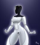  absurd_res breasts digital_media_(artwork) featureless_breasts featureless_crotch featureless_face female hi_res humanoid logo machine metal metallic_body not_furry robot robot_humanoid signature simple_background solo tesla_(brand) tesla_bot thick_thighs wide_hips yenchey 