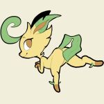  1:1 eeveelution female feral hiding_pussy itsunknownanon leafeon looking_at_viewer looking_back nintendo pok&eacute;mon pok&eacute;mon_(species) simple_background solo video_games white_background 