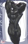  abs absurd_res anthro balls black_balls black_body black_penis draconer dragon erection genitals hands_behind_head hi_res ipeto long_penis lying male masterelrest muscular muscular_anthro muscular_male nude on_back penis solo water 