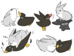  anatid angry annoyed anseriform anvil avian bird bugs_bunny cuddling daffy_duck duck duo dynamite explosives eyes_closed feral lagomorph leporid looney_tunes male mammal rabbit realistic simple_background sitting standing unknown_artist warner_brothers white_background 