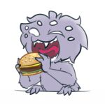  anthro arachnid arthropod burger eating fangs food hi_res male multi_arm multi_eye multi_limb open_mouth sharp_teeth simple_background solo spider teeth tongue websheck websly 