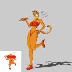  1:1 anthro bikini choker clothing crossgender domestic_cat felid feline felis female food garfield_(series) garfield_the_cat hi_res jewelry lasagna mammal meme necklace pasta solo swimwear zeidre 