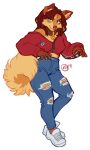  anthro canid canine canis clothing domestic_dog ear_piercing ear_ring facial_piercing female hair kaitycuddle mammal nose_piercing nose_ring piercing solo 