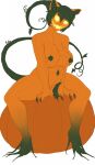  anthro breasts cucurbita_(tenpoundhammer) elemental_creature elemental_humanoid female flora_fauna food fruit glowing glowing_eyes hi_res humanoid jewish_mythology mythological_golem mythology orange_body orange_skin plant plant_hair plant_humanoid pseudo_hair pumpkin reina. roots solo vines 