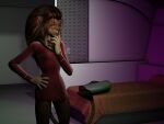  3d_(artwork) 4:3 anthro bed bedroom caitian clothing digital_media_(artwork) felid female furniture inside m&#039;ress mammal redfern solo star_trek thinking 