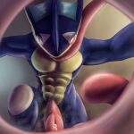  1:1 absurd_res amarali_(artist) amphibian anthro blue_body bodily_fluids dripping first_person_view frog genital_fluids genitals greninja hi_res long_tongue looking_at_viewer male musk nintendo penis pok&eacute;mon pok&eacute;mon_(species) precum precum_drip simple_background solo submissive submissive_pov tongue video_games 