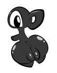  1-upclock 2021 anus big_butt black_body black_eyes black_pussy butt butt_focus female genitals hi_res looking_at_viewer looking_back monochrome nintendo not_furry pok&eacute;mon pok&eacute;mon_(species) pussy rear_view simple_background solo thick_thighs unknown_(disambiguation) unown_(pok&eacute;mon) unown_f video_games white_background 